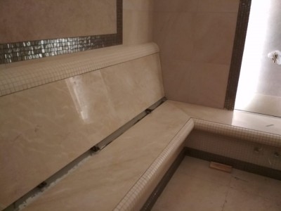 Лежак для парной в турецкую баню хаммам - Мрамор CREMA MARFIL(3381) - июнь 2019