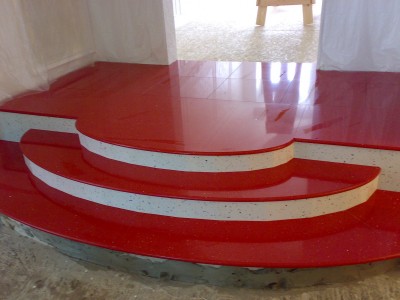 Лестницы, ступени, ограждения - Аглокварцит T612 ROSSO STARDUST, Агломрамор C445 BIANCO MULTICOLOR(120) - сентябрь 2007